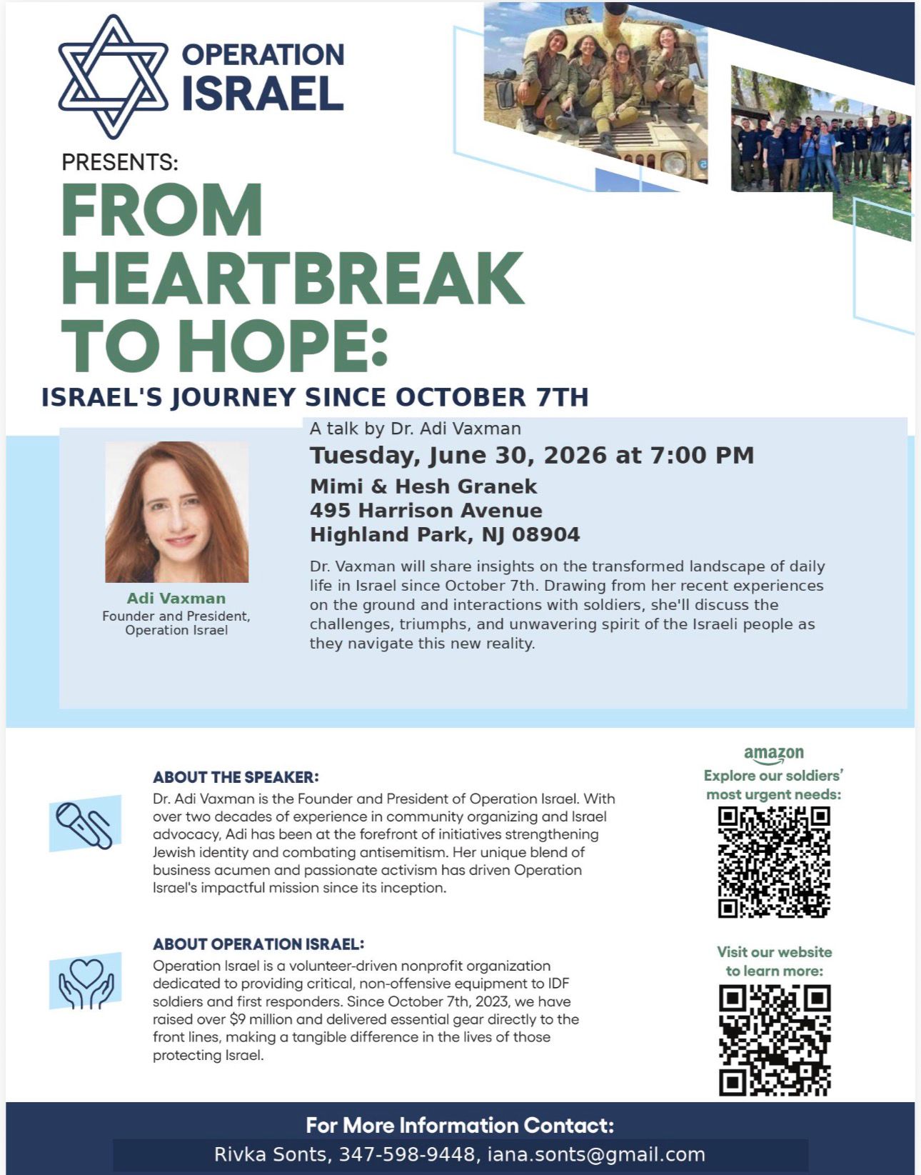 From Heartbreak to Hope: Israel's Journey Since October 7th flyer
